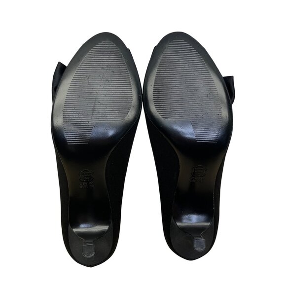 Kelly & Katie Women’s Black Fabric With Bow Accent Peep-Toe Pumps Size 8M - Picture 8 of 9